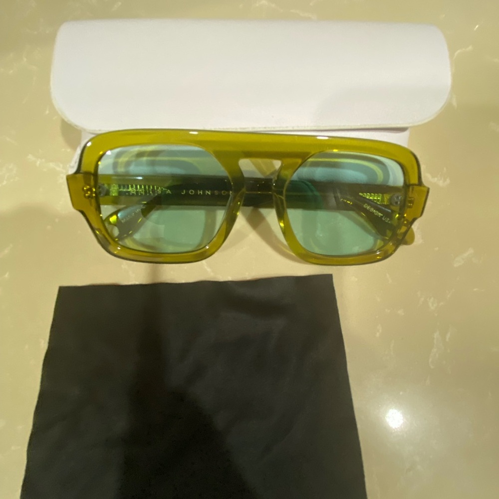 Elisa Johnson Green Square Sunglasses